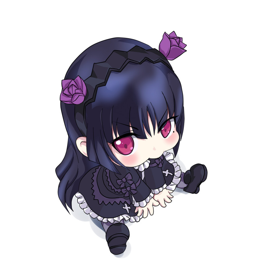 1girl, black_hair, chibi, female_focus, gokou_ruri, gothic_lolita, guchurimu_genrishugi, highres