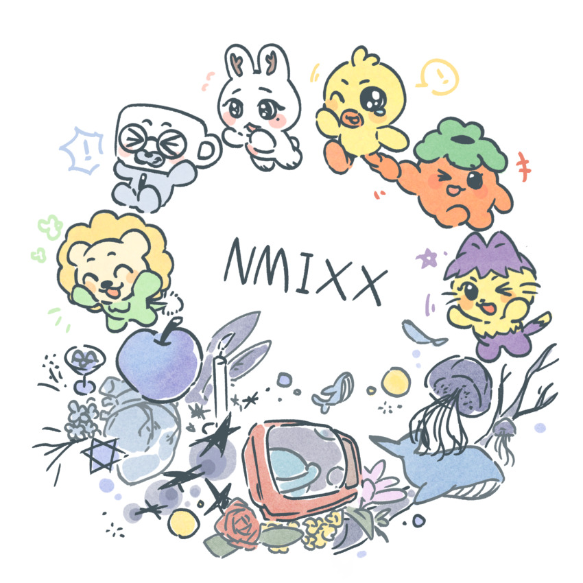 >_<, :3, :d, ;d, ^_^, animalization, apple, bae_(nmixx)