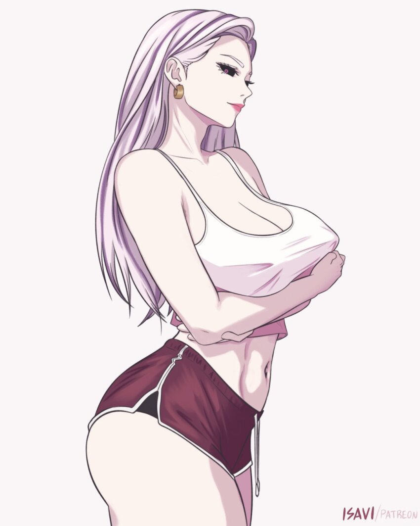 1girl, artist_name, black_sclera, breasts, colored_sclera, highres, isavi, jujutsu_kaisen