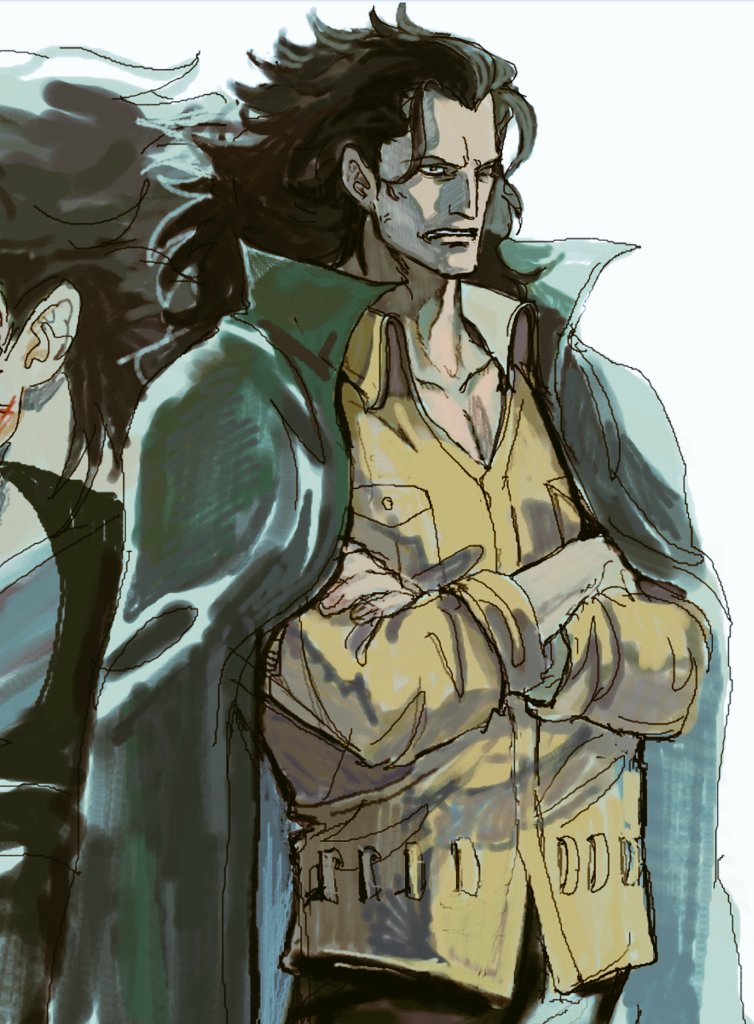 1boy, aged_down, black_hair, cloak, collared_shirt, commentary_request, crossed_arms, hair_slicked_back