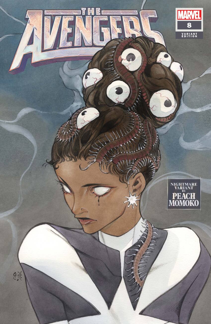 1girl, absurdres, artist_name, avengers_(series), black_bodysuit, black_tears, bodysuit, brown_hair