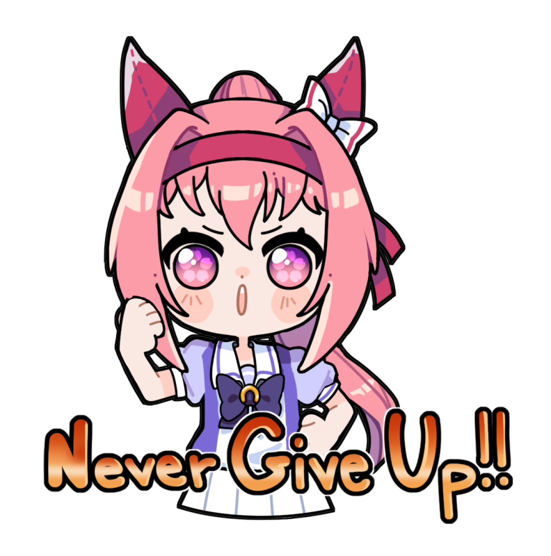 bow, clenched_hand, english_text, haru_urara_(umamusume), headband, horse_girl, lili_(lilistration), meme