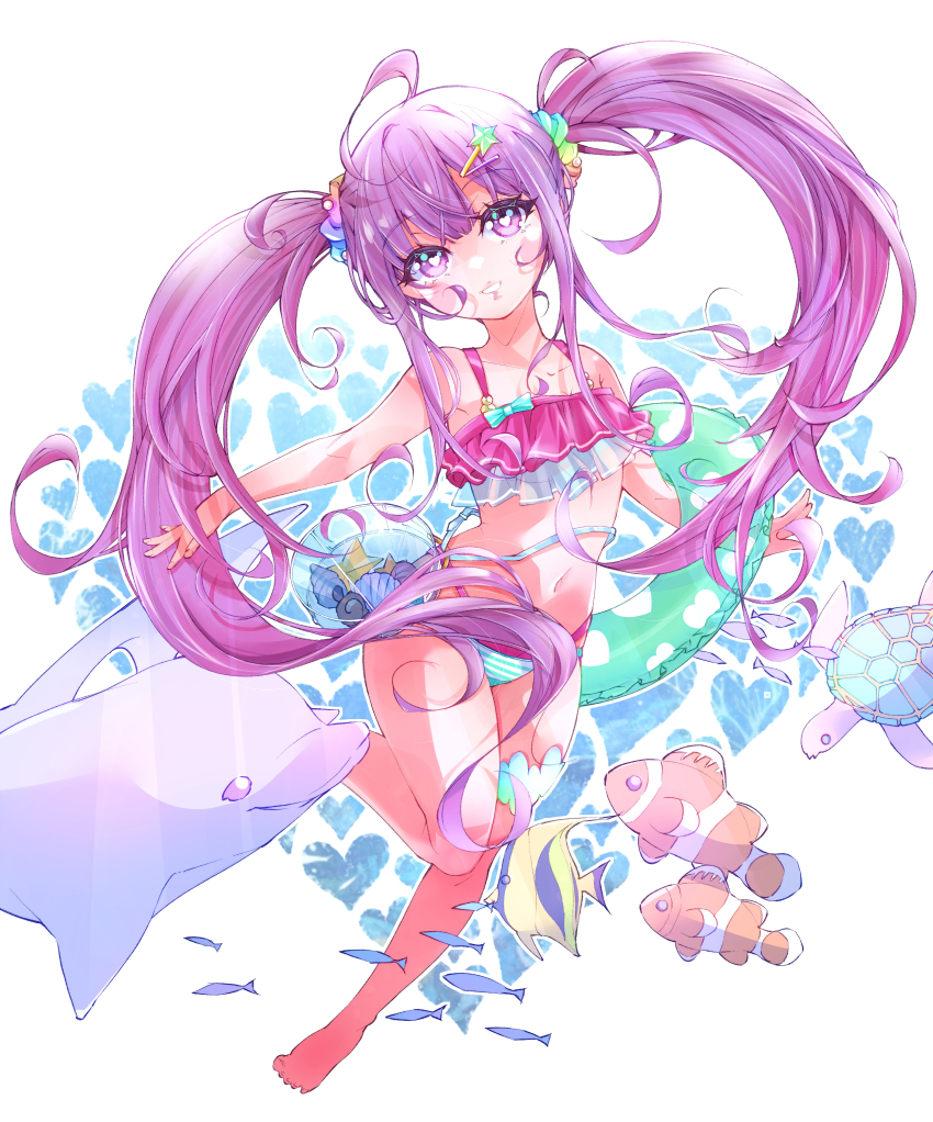 1girl, absurdres, commentary_request, dolphin, fish, fishnets, frills, heaven_burns_red