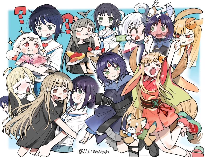 >_<, :d, ?, ^_^, absurdres, ahoge, ahoge_wag, animal_ears