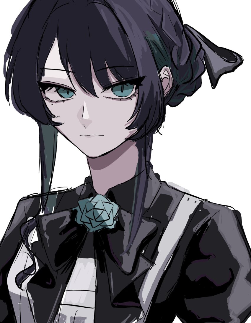 1girl, ado_(utaite), black_hair, blue_eyes, blue_hair, chando_(ado), closed_mouth, highres