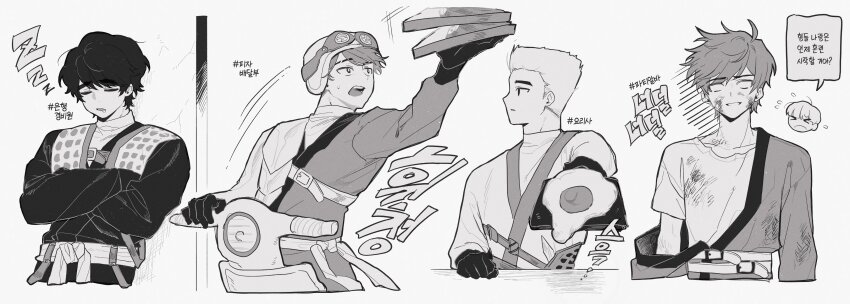 >_<, 5boys, absurdres, against_wall, animification, bad_id, bad_twitter_id, belt_buckle