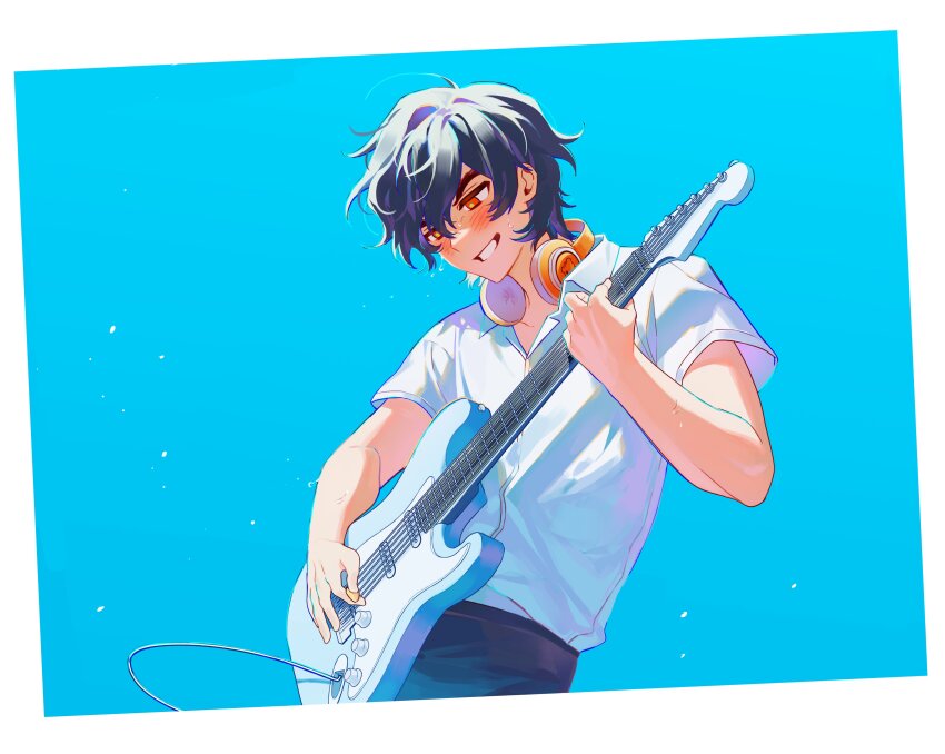 1boy, absurdres, alternate_costume, animification, bad_id, bad_twitter_id, black_hair, black_pants