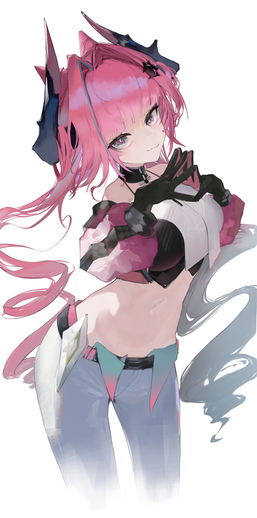 1girl, absurdres, arknights, arknights:_endfield, bare_shoulders, belt, black_belt, black_gloves