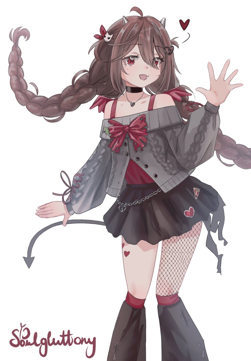 1girl, :d, ahoge, alternate_costume, alternate_hairstyle, black_choker, black_skirt, black_socks