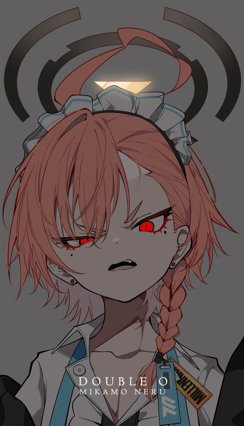 1girl, absurdres, ahoge, black_halo, blue_archive, braid, collarbone, collared_shirt