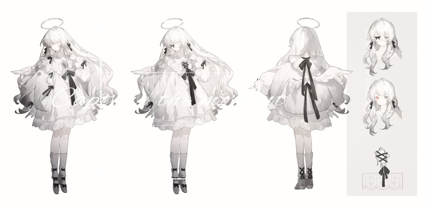 1girl, absurdres, artist_name, black_bow, blunt_bangs, bow, closed_eyes, dress