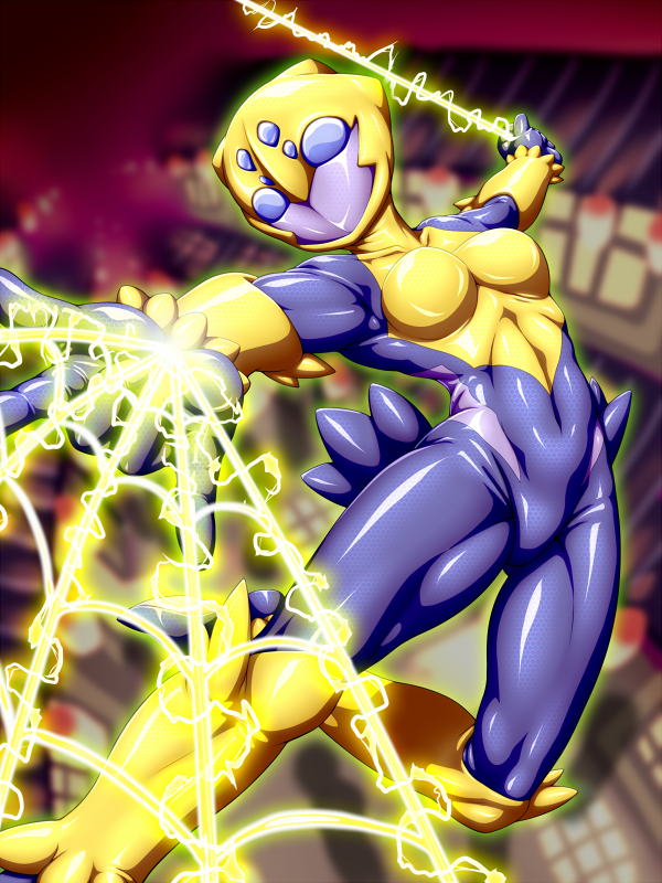 alternate_costume, aozame_takao, blue_bodysuit, blurry, blurry_background, bodysuit, breasts, commentary_request