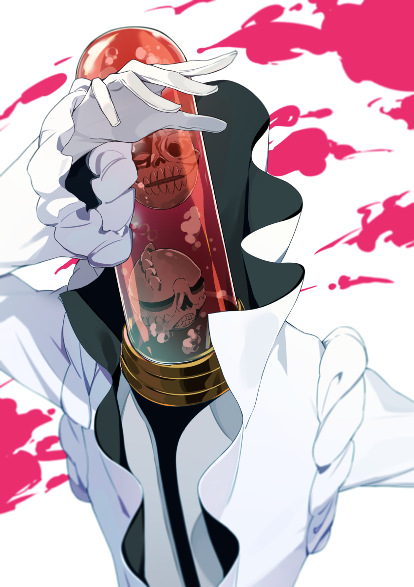 1boy, aaroniero_arruruerie, air_bubble, arm_up, arrancar, bleach, bubble, commentary_request