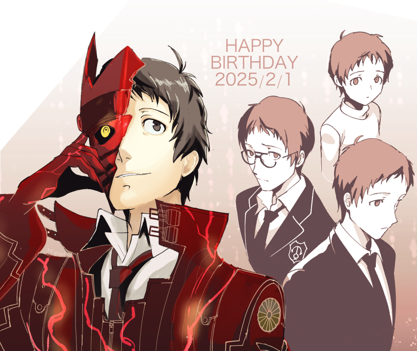 1boy, adachi_tooru, aged_down, ajirostudio, black_hair, broken_mask, child, closed_mouth