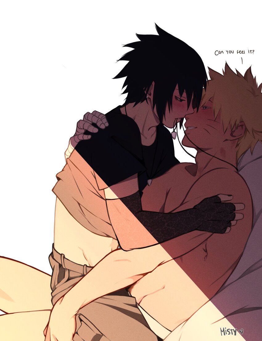 2boys, absurdres, adam's_apple, artist_name, bandaged_hand, bandages, black_hair, black_male_underwear