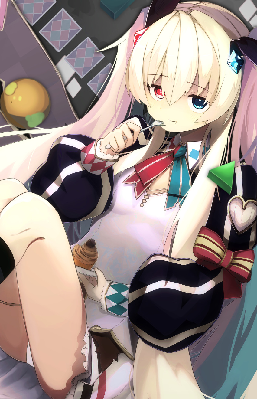 1girl, absurdres, blonde_hair, blue_eyes, breasts, card, chaos_alice_(grimms_notes), chaos_alice_(original)_(grimms_notes)