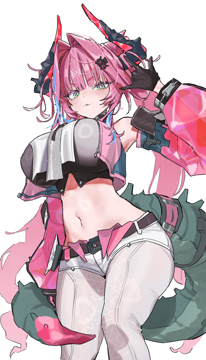 absurdres, arknights, arknights:_endfield, black_gloves, blue_eyes, blue_hair, blush, breasts