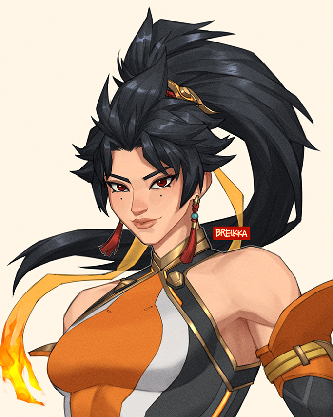 1girl, anran_(overwatch), artist_name, breikka, commentary, detached_sleeves, earrings, jewelry