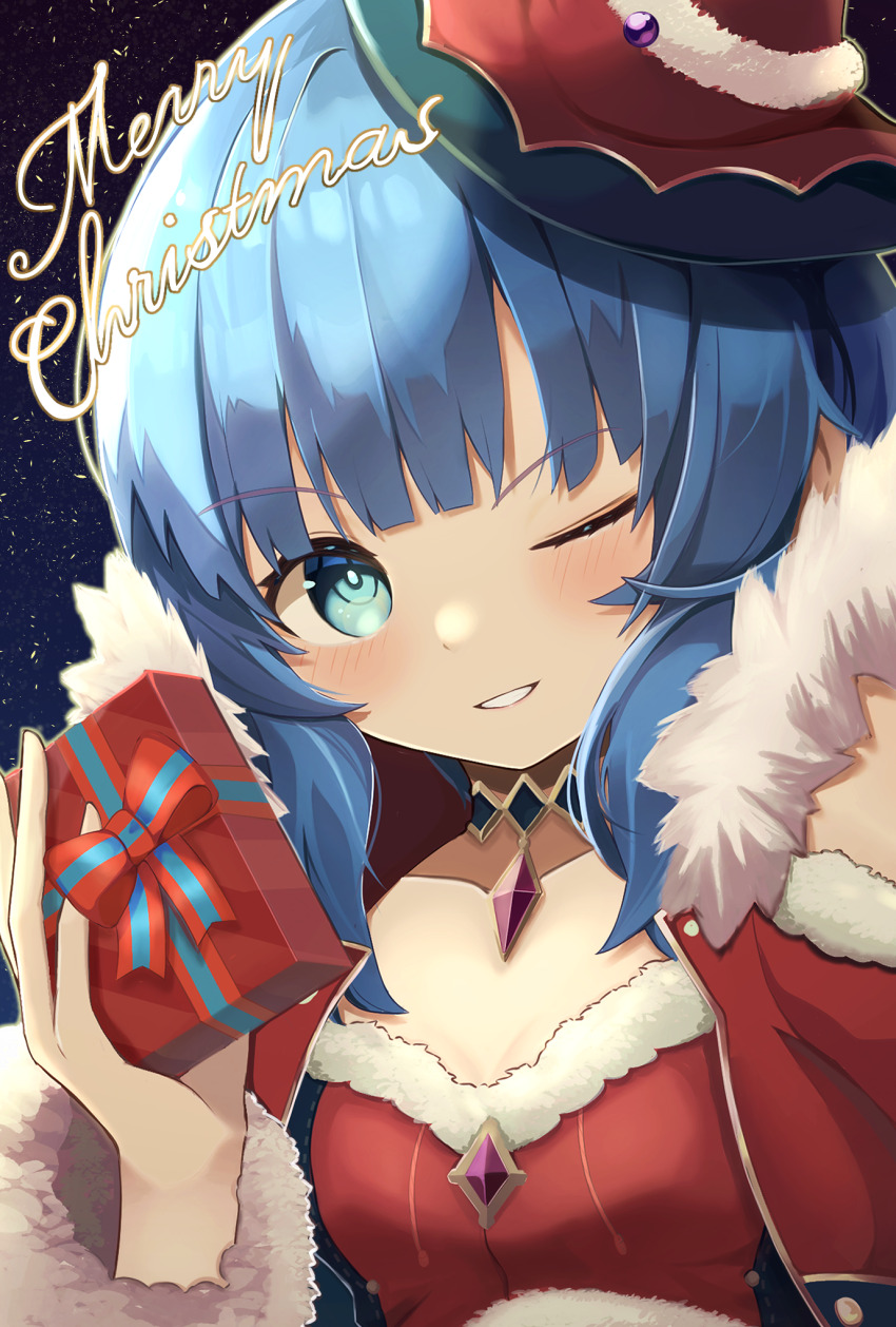 1girl, alternate_breast_size_(smaller), aqua_eyes, blue_hair, blunt_bangs, breasts, collarbone, commentary_request