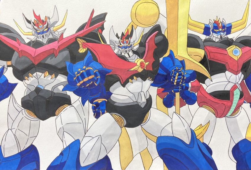 arm_slave_(mecha), armor, black_armor, clenched_hands, commentary_request, emperor_majin_z, gattai, great_mazinkaiser