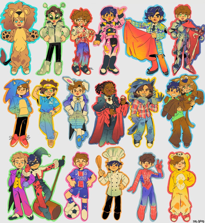 6+boys, absurdres, alexander_albon, andrea_kimi_antonelli, animal_costume, animal_ears, antennae, ball