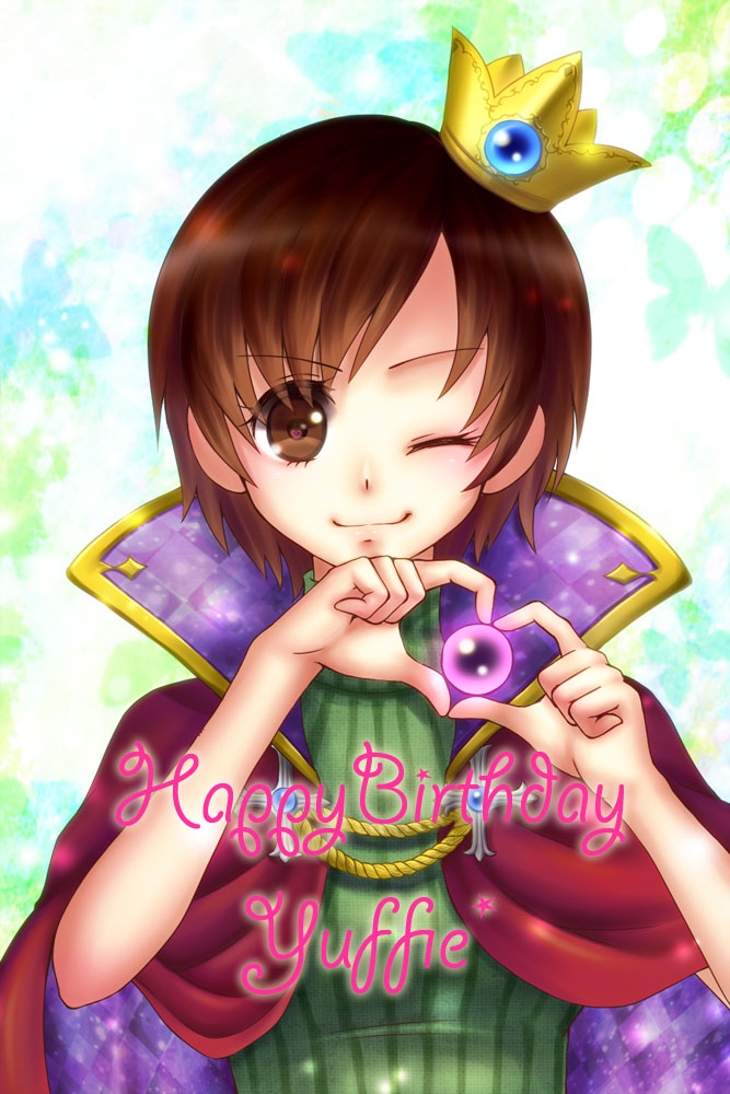 1990s_(style), 1girl, brown_eyes, brown_hair, crown, female_focus, final_fantasy, final_fantasy_vii