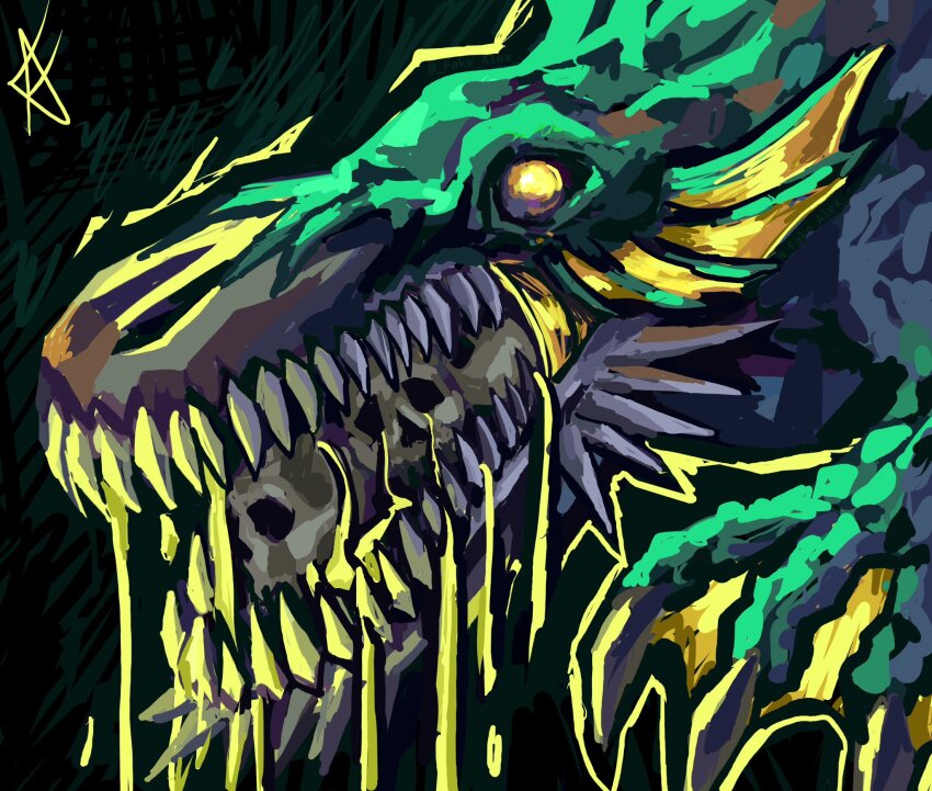 character_request, chin_spike, creature, fake_alex, fins, from_side, head_fins, highres