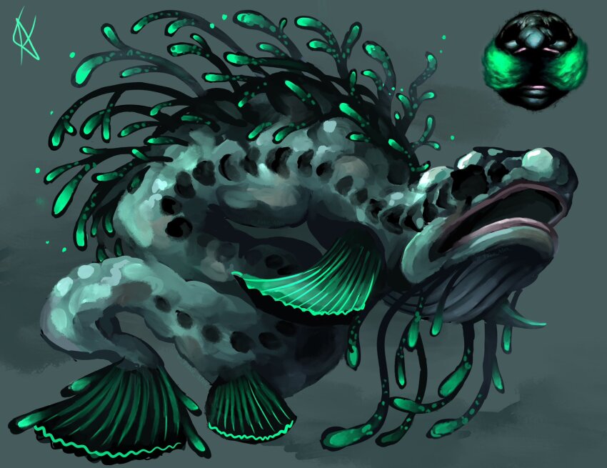animal_focus, chainsmoker_(pressure), creature, fake_alex, fins, full_body, gills, highres