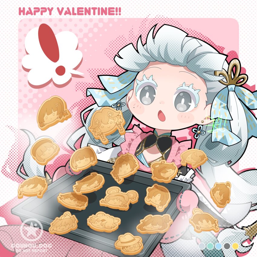 !, 1girl, :o, absurdres, apron, artist_logo, baizhi_(wuthering_waves), black_collar