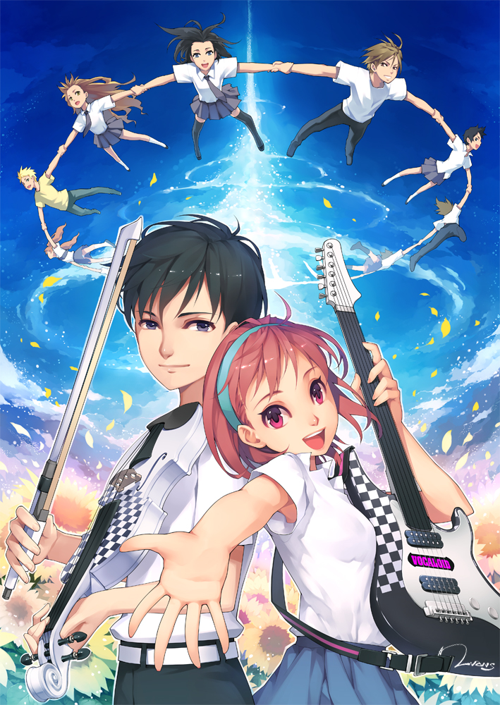 1990s_(style), 4boys, 6+girls, arima_souichirou, armpits, asaba_hideaki, black_hair, blue_eyes