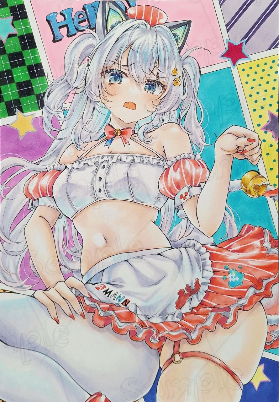 1girl, animal_ears, azur_lane, bare_shoulders, blue_eyes, blush, cat_ears, commentary_request