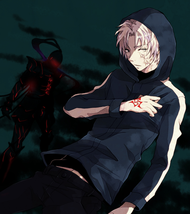 2boys, armor, askr_(mymy), bad_id, bad_pixiv_id, berserker_(fate/zero), command_spell, fate/stay_night