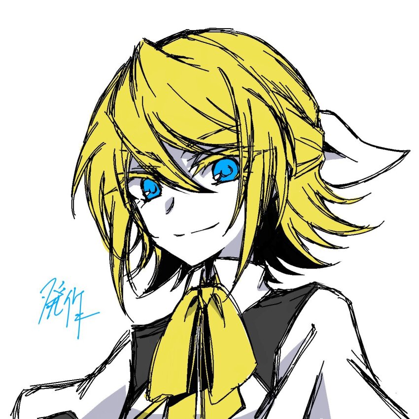 1girl, blonde_hair, blue_eyes, bow, chaban_capriccio_(vocaloid), collared_shirt, colored_eyelashes, commentary_request