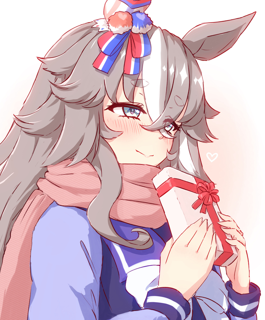 1girl, absurdres, animal_ears, blue_eyes, blush, bow, bowtie, box