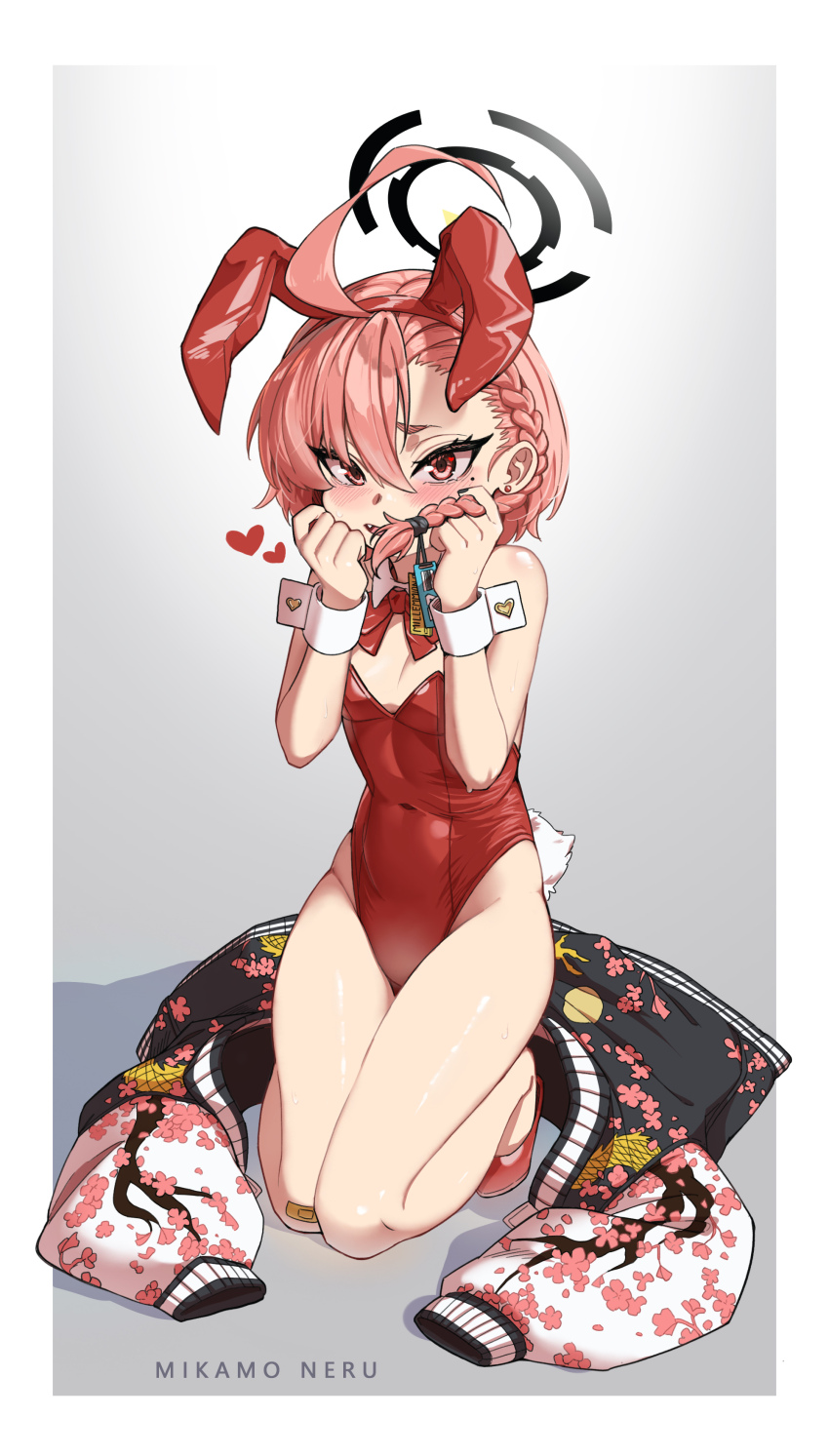 1girl, absurdres, ahoge, akita_kang, animal_ear_hairband, animal_ears, black_halo, blue_archive