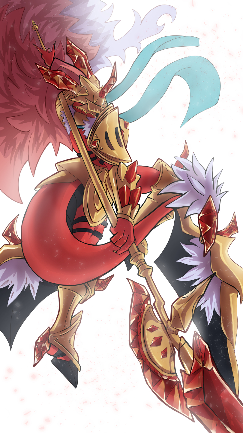 armor, blue_scarf, colored_skin, digimon, digimon_(creature), digimon_alysion, dragon_girl, dragon_tail