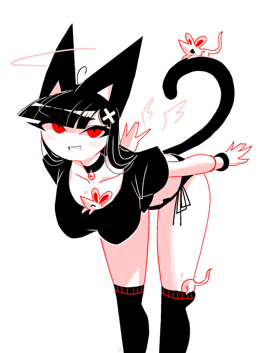 !, 1girl, ahoge, andaerz, animal, animal_ears, animal_in_clothes, animal_on_tail