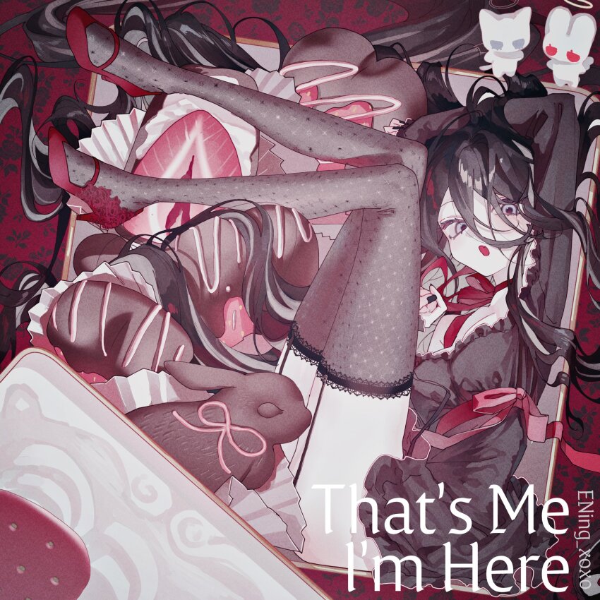 1girl, absurdly_long_hair, arm_up, bare_shoulders, belt, belt_ribbon, black_eyes, black_hair