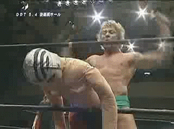 animated, animated_gif, backbreaker, character_request, ddt, east_asian, epic, german_suplex, japanese_(nationality), kenny_omega, lowres, photo_(medium), piledriver_(wrestling), suplex, violence, wrestling, wrestling_ring, yoshihiko