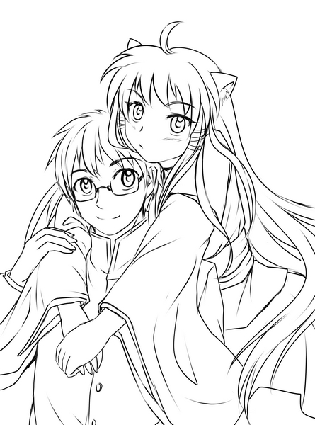 couple, gender_request, genderswap, glasses, higurashi_kagome, hug, hug_from_behind, inuyasha