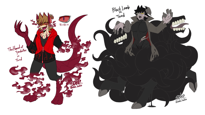 2boys, alternate_costume, alternate_form, alternate_hair_color, animal_ears, animal_feet, animification, artist_name