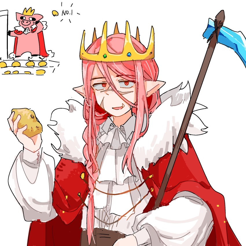 1boy, androgynous, animal, animalization, animification, ascot, bishounen, braid