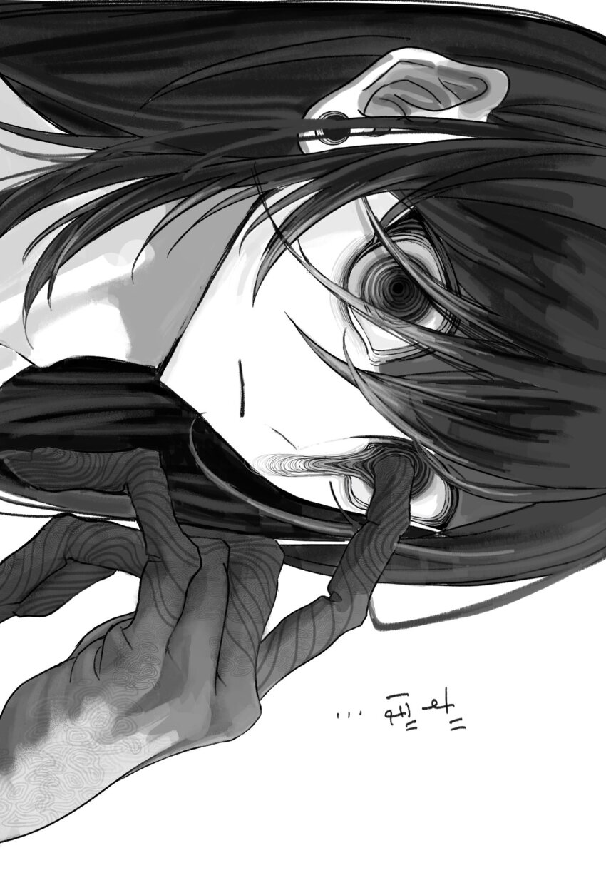 1other, adam's_apple, colored_skin, commentary_request, douk1_1kigire, finger_in_own_eye, highres, original