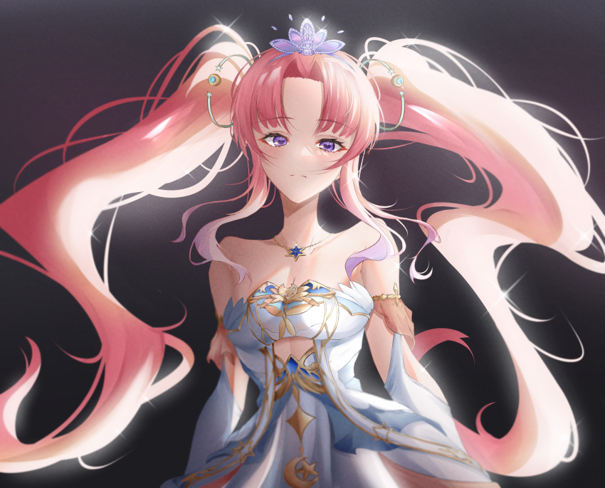 1girl, absurdres, airani_iofifteen, airani_iofifteen_(sci-fi_princess), bare_shoulders, black_background, breasts, cleavage