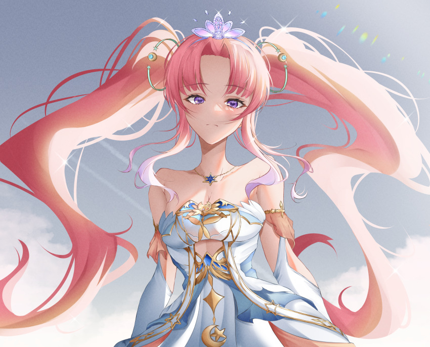 1girl, absurdres, airani_iofifteen, airani_iofifteen_(sci-fi_princess), bare_shoulders, breasts, cleavage, clothing_cutout