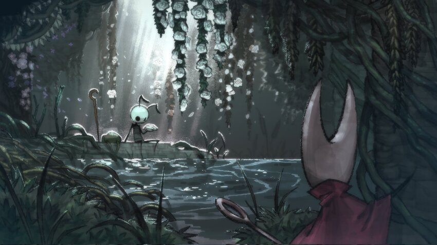 1boy, 1girl, antennae, arthropod_boy, arthropod_girl, black_eyes, black_skin, cloak