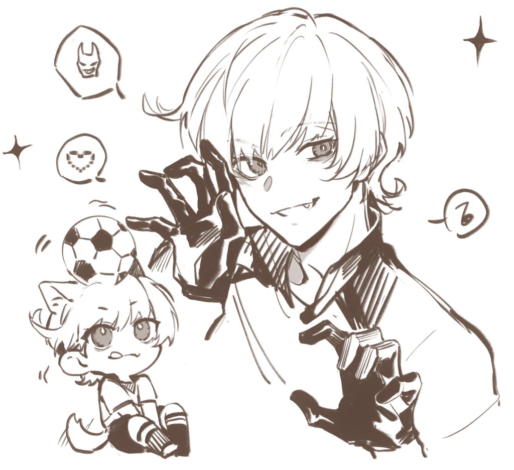 1boy, animal_ears, ball, blue_lock, charles_chevalier, chibi, claw_pose, collared_shirt