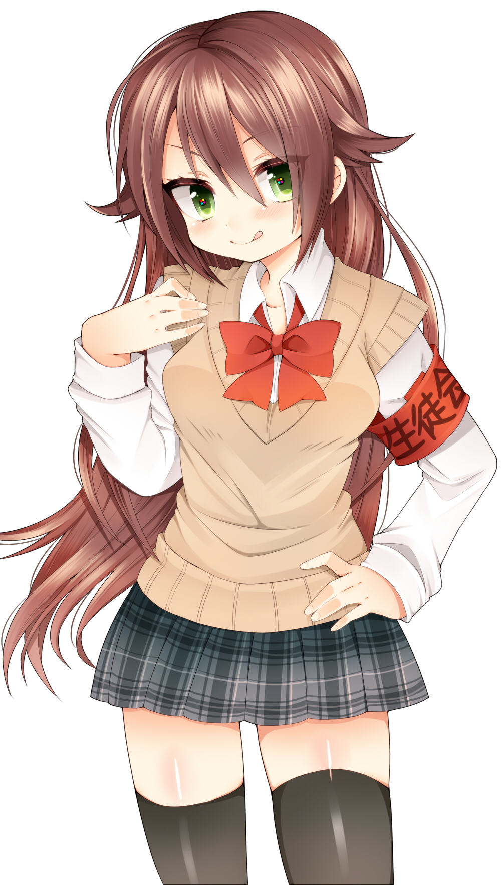 10s, 18-kin, 1girl, :p, :q, armband, black_thighhighs, blush