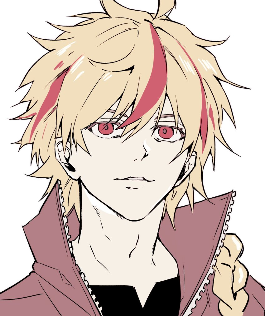 1boy, black_shirt, blonde_hair, braid, collared_jacket, fate/strange_fake, fate_(series), fog_fgo