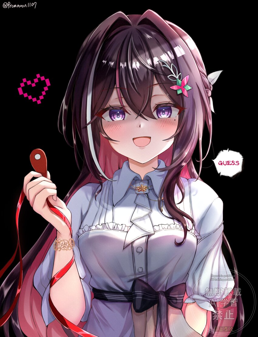 1girl, :d, absurdres, arm_behind_back, ascot, asymmetrical_sidelocks, azki_(4th_costume)_(hololive), azki_(hololive)